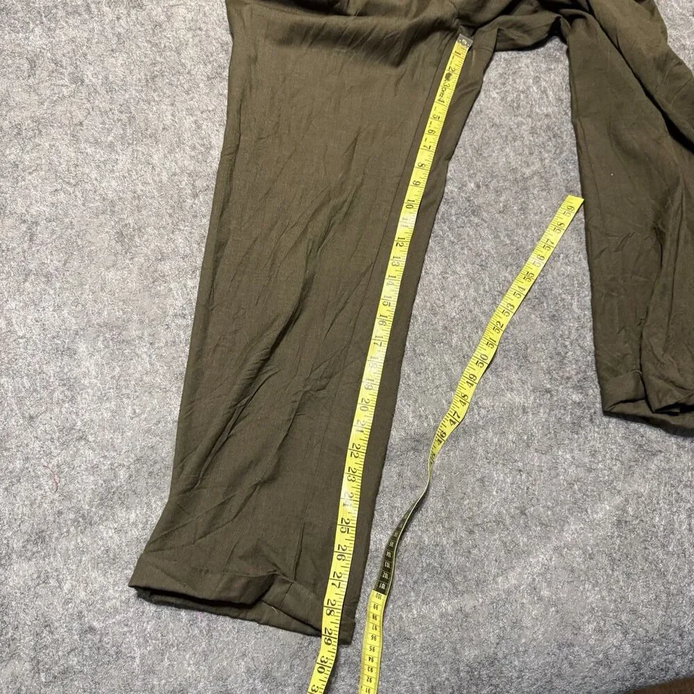 Vintage Harold Powell Mens Pleated Dress Pants Size 35 Olive Cuffed Wool Italy